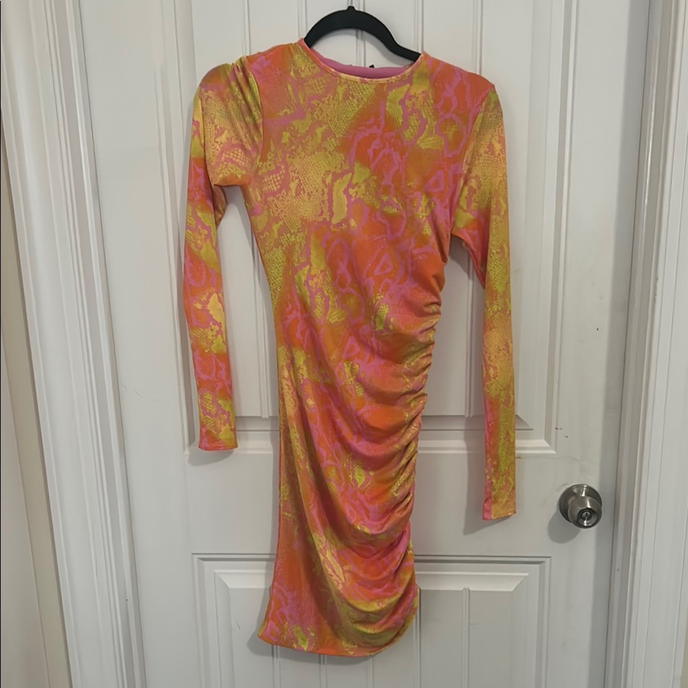 Naked Wardrobe- Snakeskin Print Bodycon Dress- M